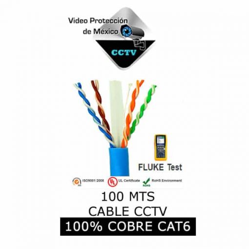 Cable UTP 100 mts azul 6e 100% cobre exterior